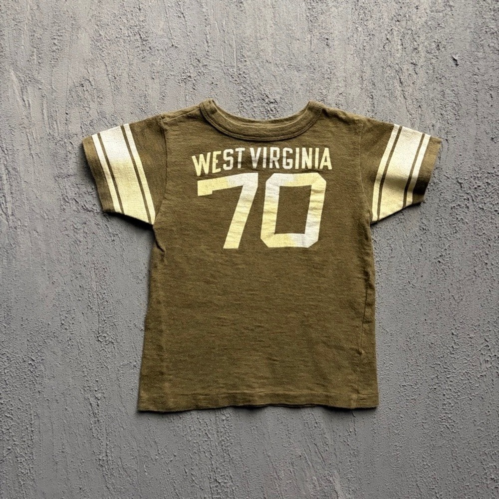 Denim Dungaree T Shirt Medium 120CM Brown West Virginia Japan Baby Tee